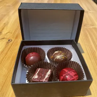 Four chocolates from Escazu