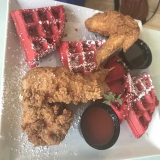 Chicken and Red Velvet Waffle