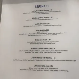 Brunch menu