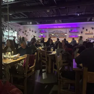 The main dining space and bar