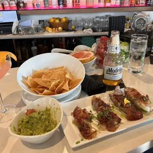 Guacamole and stuffed jalapeños