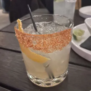 The mezcal margarita, with chile-salt frosting