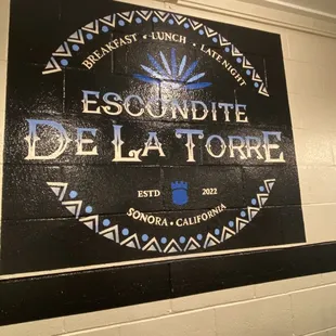 a black and white sign