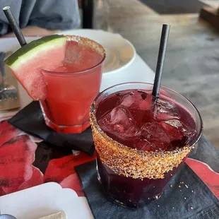 Watermelon and Hibiscus margaritas