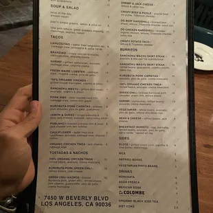 Menu was limited! Where's the tostadas? flauta? Taquito?