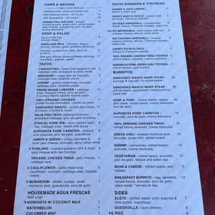 Food menu