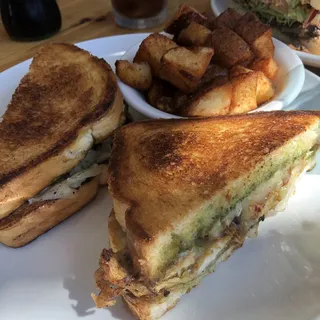 Pesto Chicken Grilled Cheese Sandwich