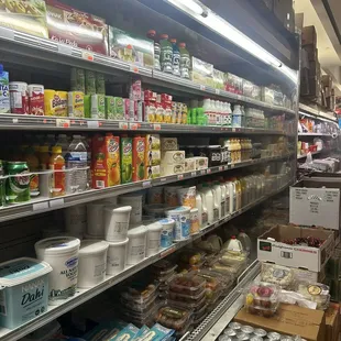 shelves of food and drinks