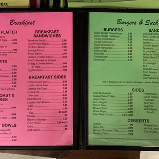 Breakfast/Burger menu