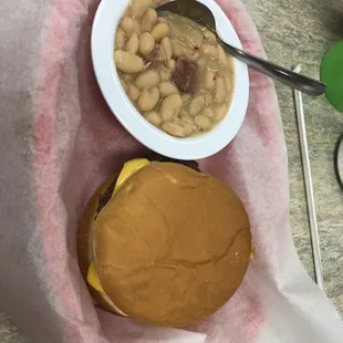 Burger and White Beans