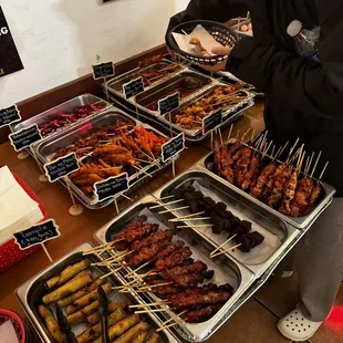 Lumpia, Pork BBQ, Chicken Gizzard, Pork Blood