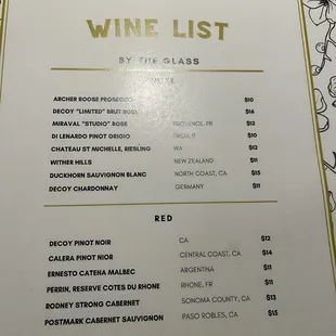 Wine list