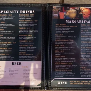 Drink menu