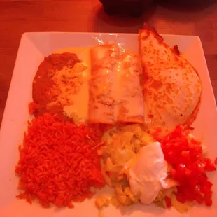 Combination #14 (2 enchiladas and a quesadilla)