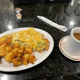 I&apos;m coming around to the slightly unusual omelet. And the coffee is great!