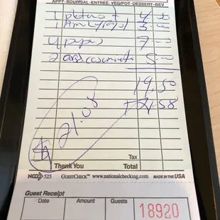 a guest check