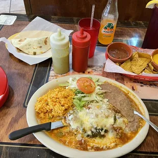 Chili relleno plate and side taco