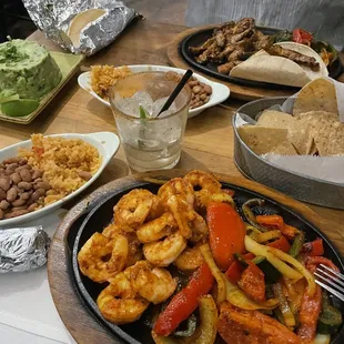 Shrimp Fajitas and steak fajitas