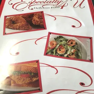 a menu for lunch and dinner