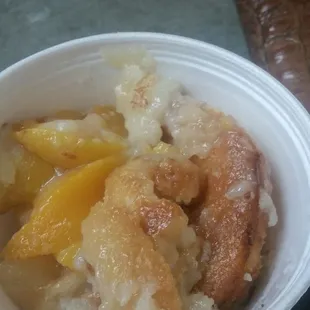 Homemade warm peach cobbler, sooo yummy!