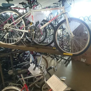 Recycled bikes awaiting new riders