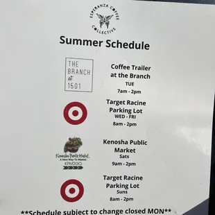 the schedule for the summer schedule