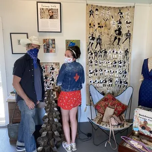 Wearing my new Marfa jacket with artist Richard Kurtz, standing under his photo and next to his art hanging behind chair