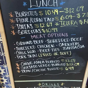 Menu at bakery next door