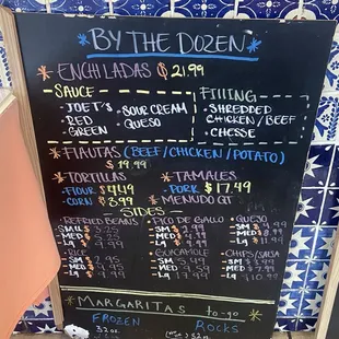 Menu at bakery next door.