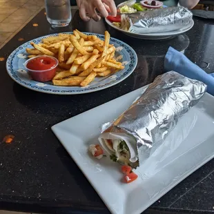 Chicken pita and fries