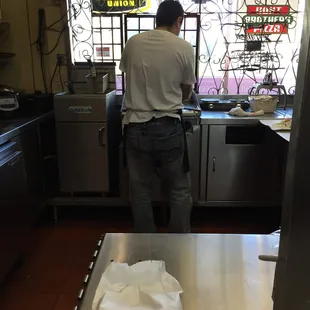 a man preparing food