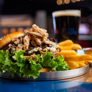 a burger and fries