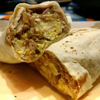 Egg, Potato and Green Chili Beef Burrito