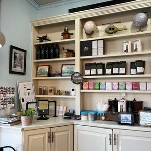 a coffee shop with a variety of coffees