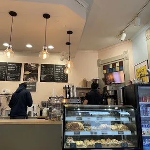 Pastry case and menu