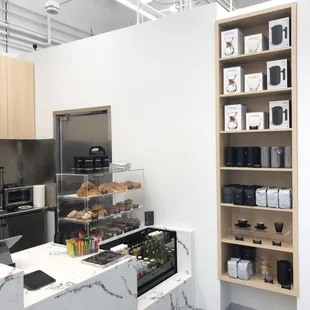 a kitchen with a marble countertop