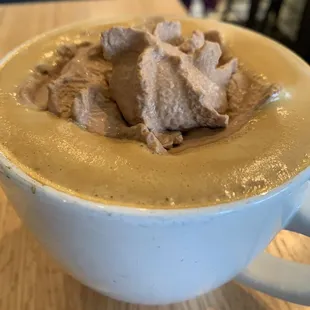 Latte with chocolate cream