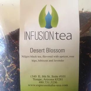 a bag of infusion tea