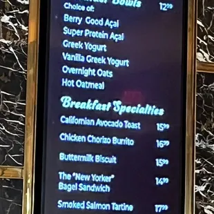 menu