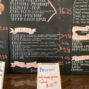 Pizza and salad menu