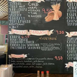 Sandwich menu