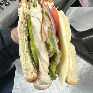 Half turkey garden, this sandwich is big and delicious