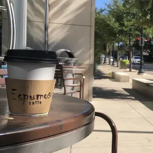 Patio seating with a Cuban Coffee