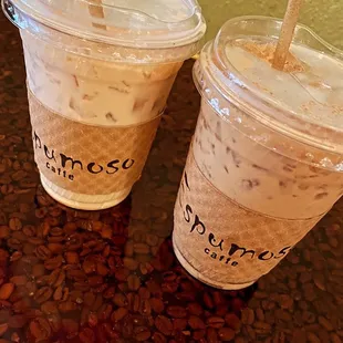 two cups of espresso coffee