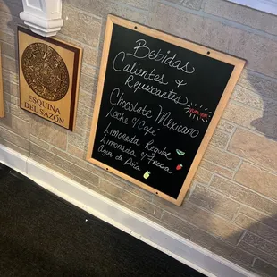 a chalkboard with a menu on it