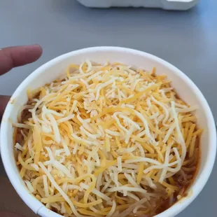 Chicken chili - lot of cheese only $1.79