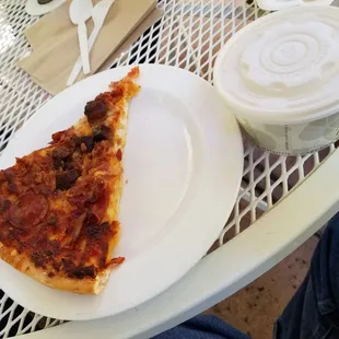 Pizza by the slice and soup