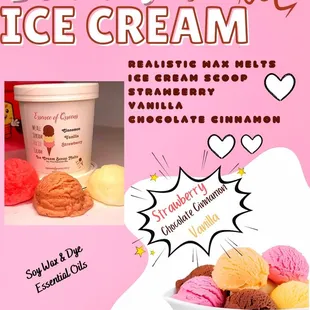 Realistic Wax Melts
Vanilla Ice Cream Scoop
Strawberry
Cinnamon Bun
Vanilla