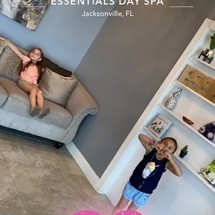 While daddy gets a massage.