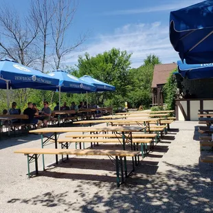 tables and umbrellas